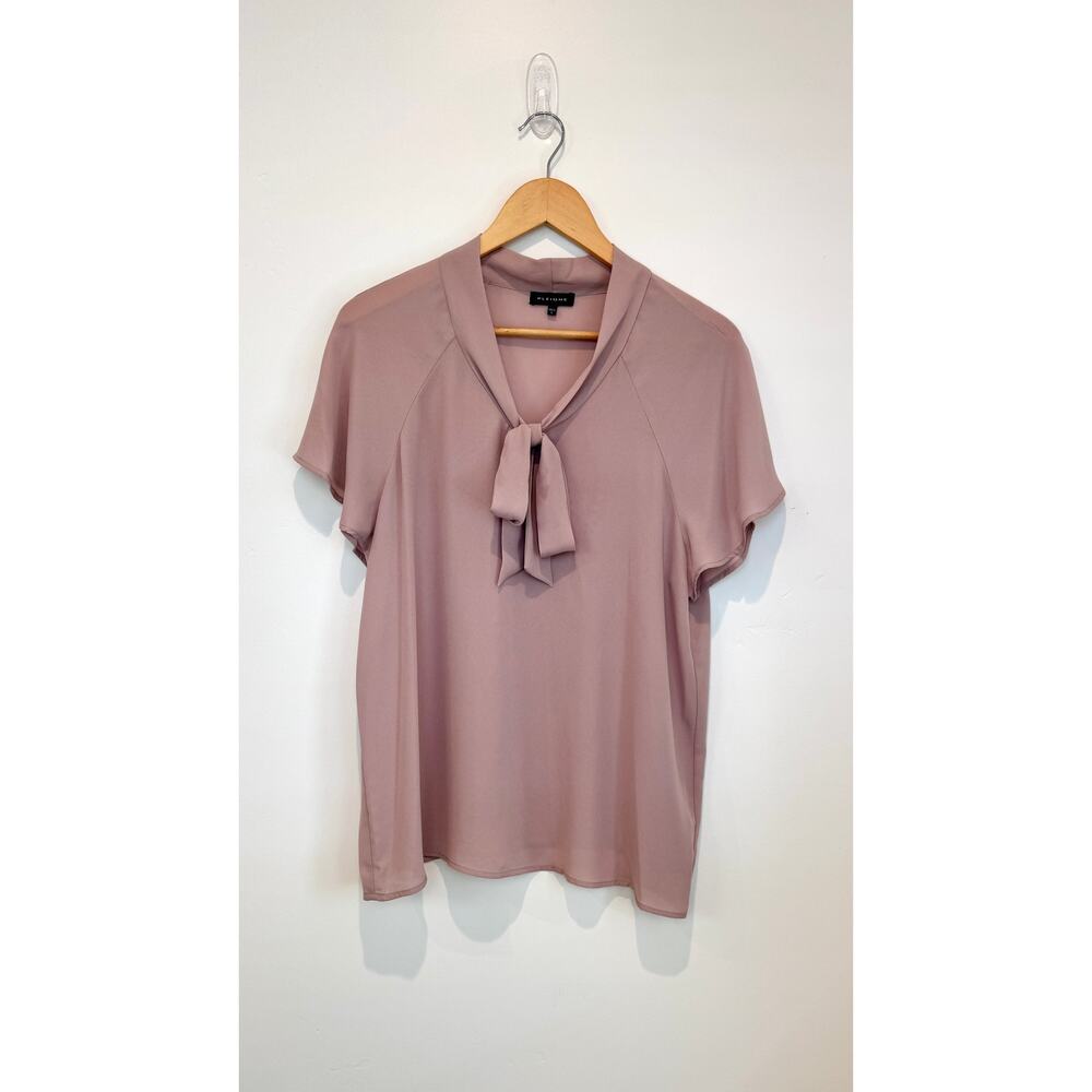 Norstrom Pleione Dusty Mauve Sheer Tie-Neck Blouse – Size Large